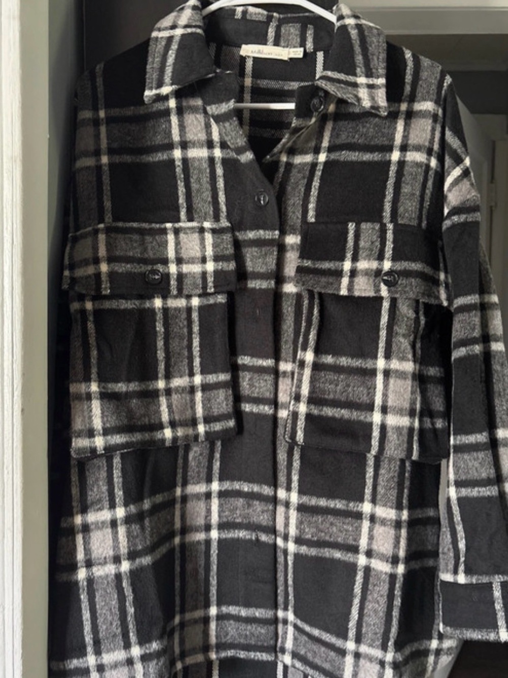 Millibon Black and White Plaid Utility Shacket